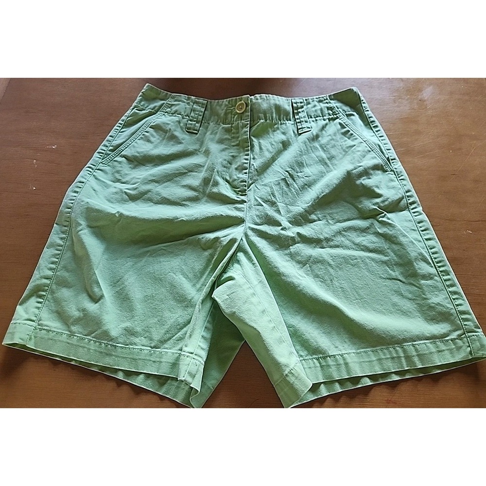 Talbots Womens Chino Flat Front‎ Shorts Lime Green Size 10 Stretch